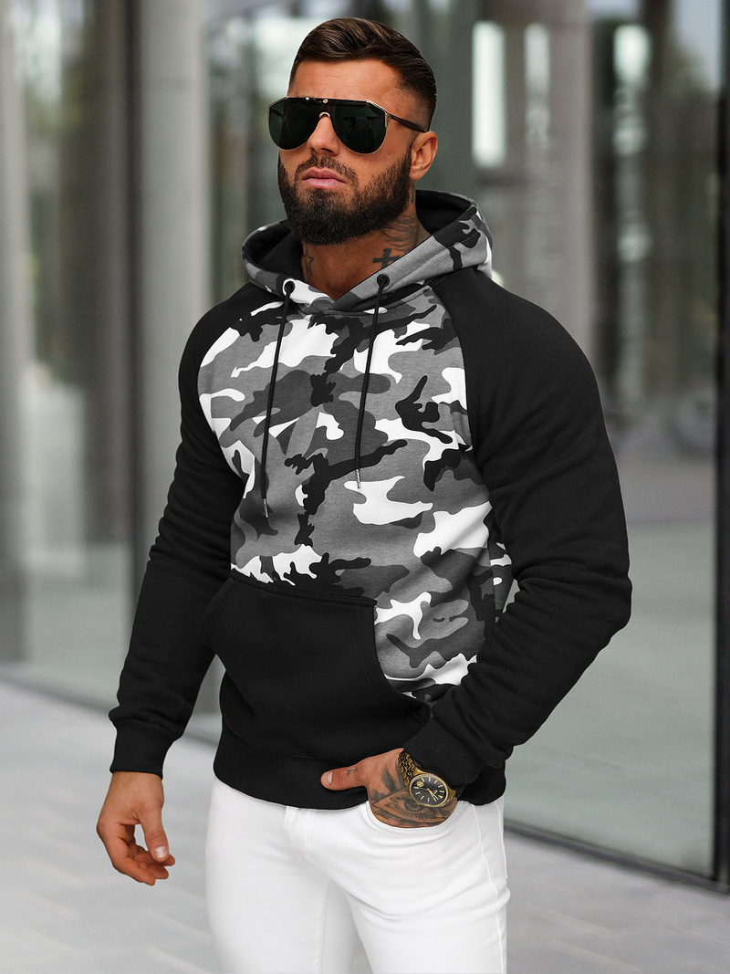 Sweatshirt à capuche homme gris OZONEE JS/8B158/2