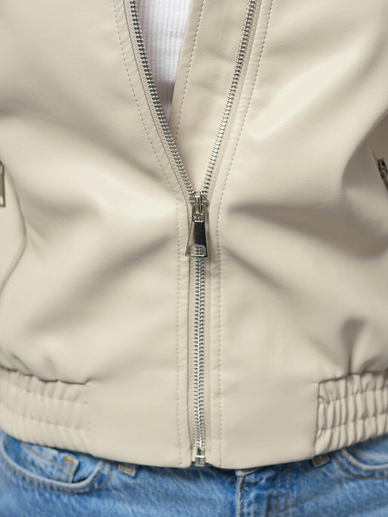 Veste en cuir femme beige OZONEE O/G116