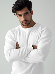 Sweatshirt Homme Blanc OZONEE JS/2001-10Z
