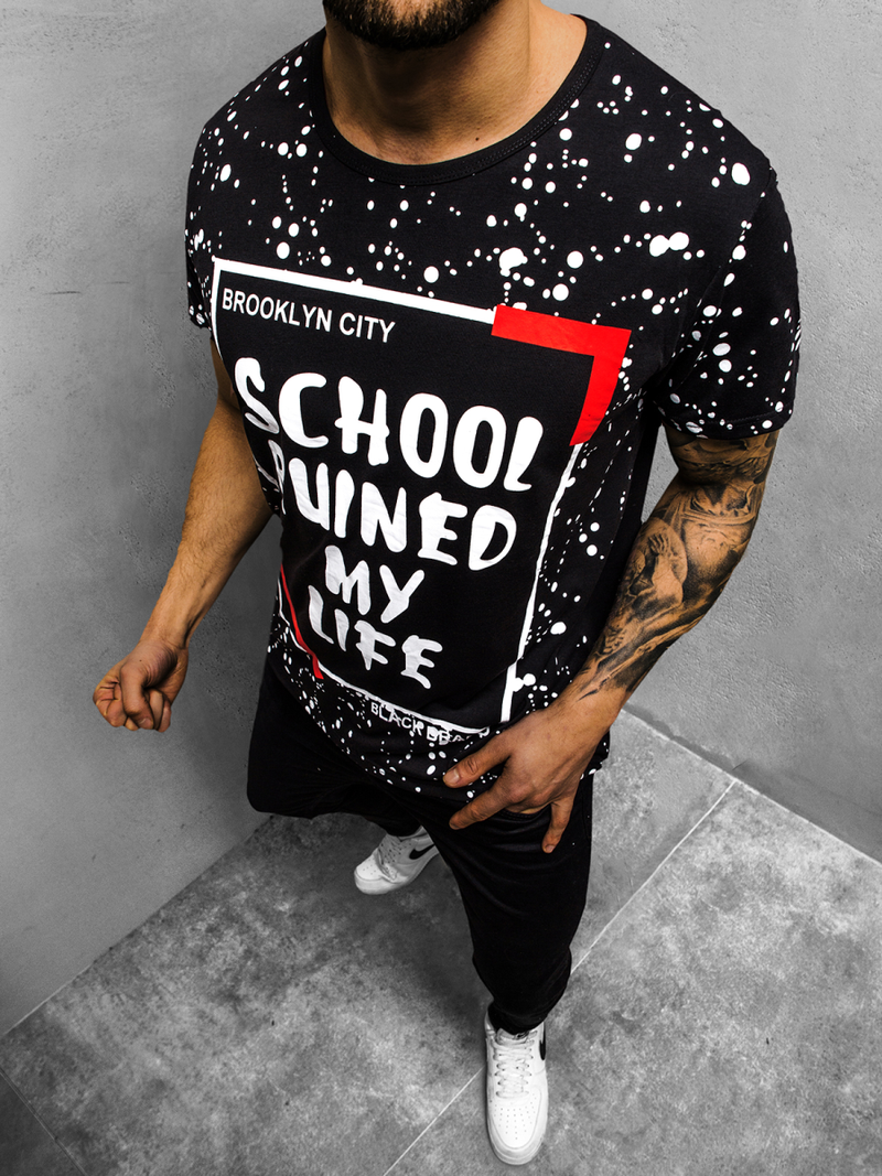 T-Shirt Homme Noir OZONEE JS/KS1978Z