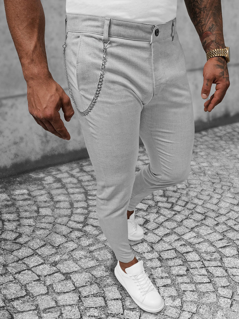 Pantalon Chino Homme Gris OZONEE DJ/550170