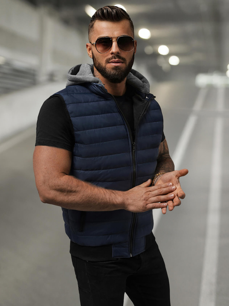 Veste Sans Manches Homme Bleu Foncé OZONEE JS/8M983/215