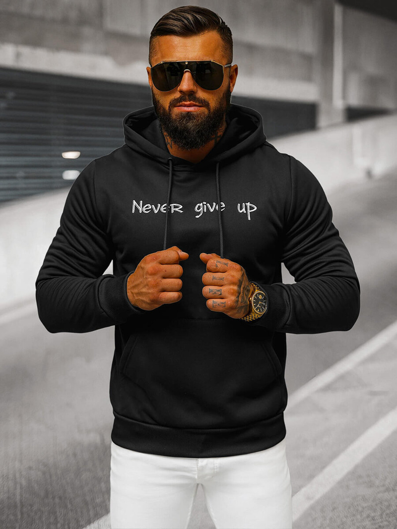 Sweatshirt à capuche homme noir OZONEE JS/27B6512/3