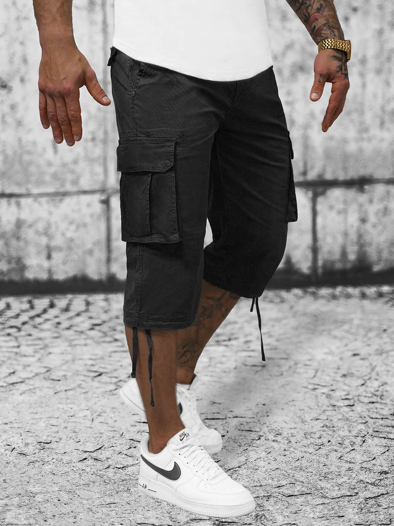 Short Chino Homme 3/4 Noir OZONEE T/XX160082/1