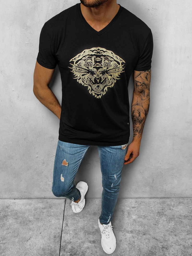 T-Shirt Homme Noir OZONEE NB/3011
