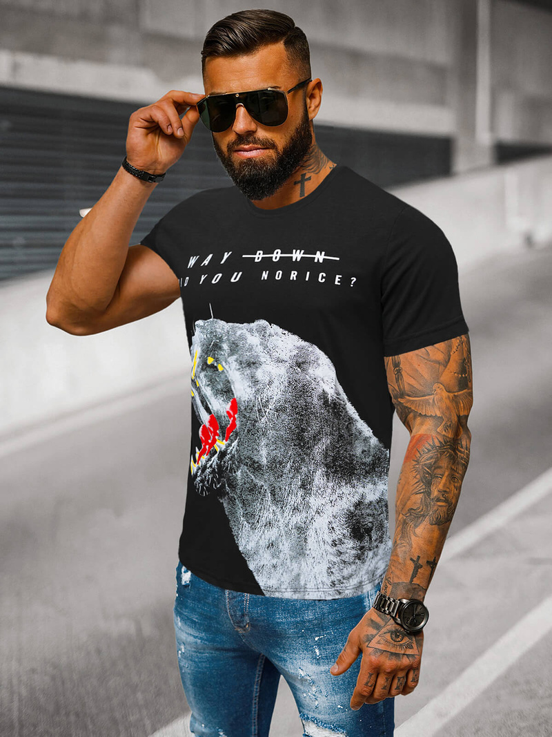 T-shirt Homme Noir OZONEE O/T127/3Z