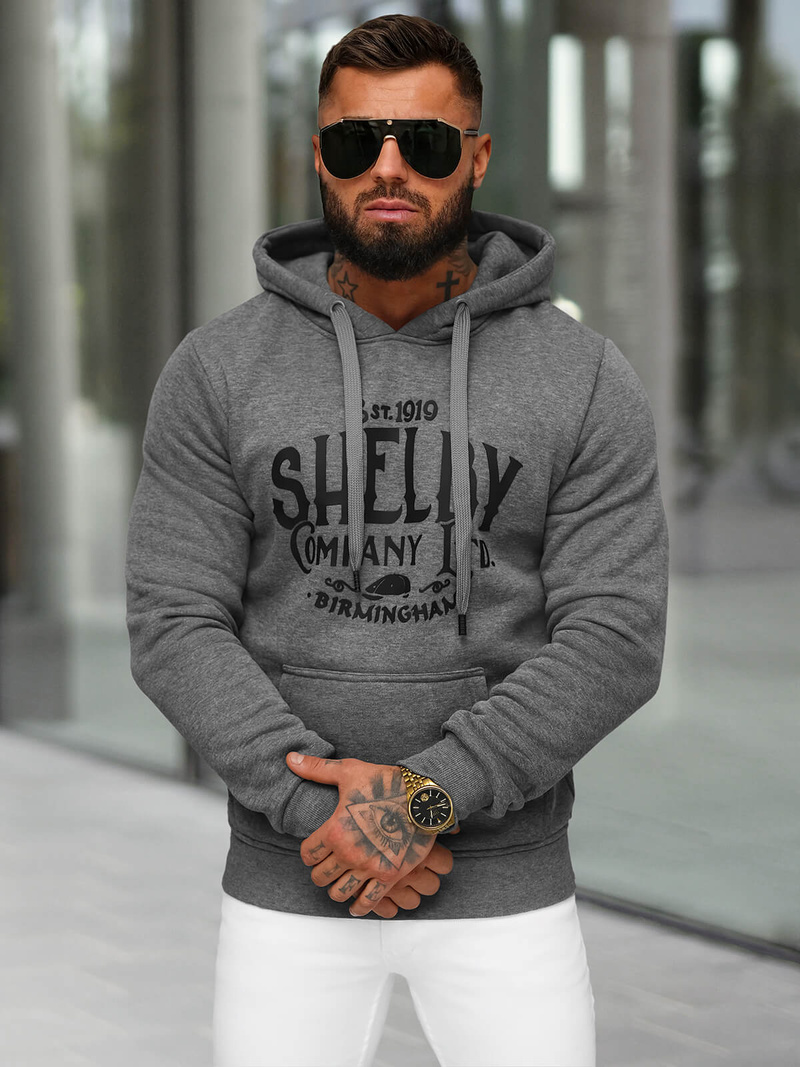 Sweatshirt à capuche homme gris foncé OZONEE JS/8B1351/5