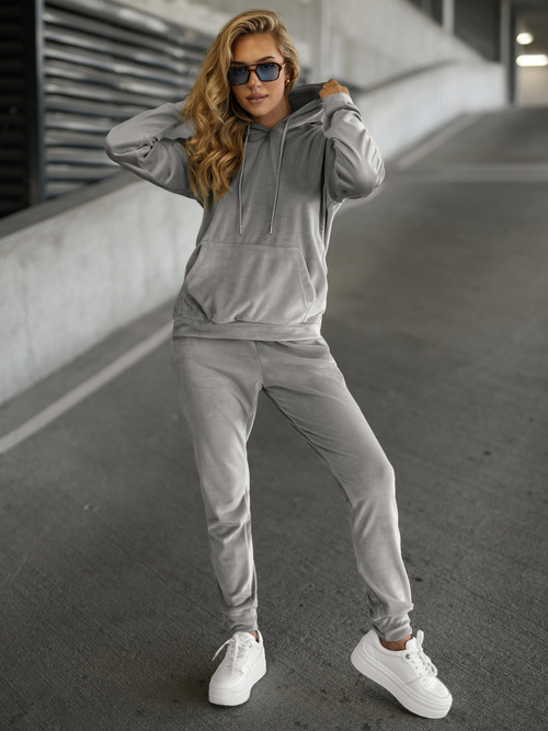 Ensemble survêtement femme en velours gris OZONEE JS/8C1301/2