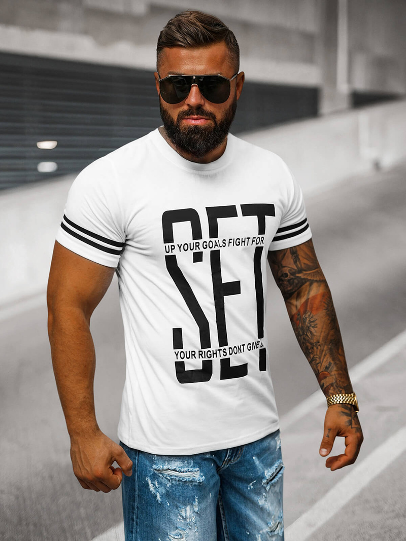 T-shirt Homme Blanc OZONEE O/8T1275/1