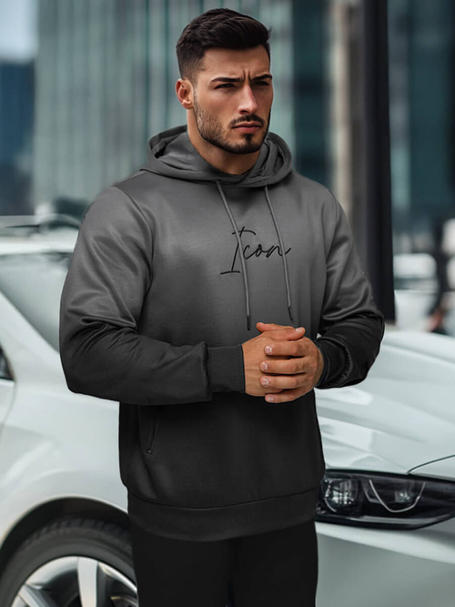 Sweatshirt à capuche homme graphite-noir OZONEE JS/27B6501/5Z