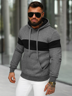 Sweatshirt à capuche homme gris foncé OZONEE JS/8B1316/5