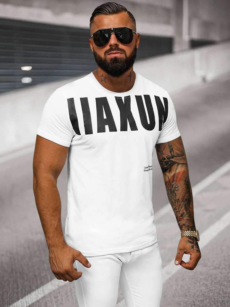 T-shirt Homme Blanc OZONEE O/T1279/1