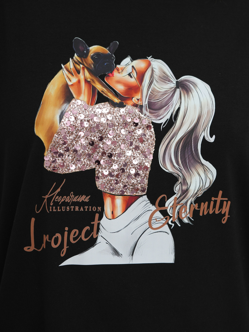 T-shirt femme noir OZONEE JS/95T2575/3