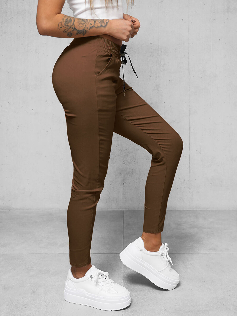Pantalon chino marron femme sales