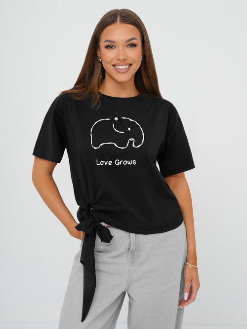 T-shirt femme noir OZONEE JS/RJ77247