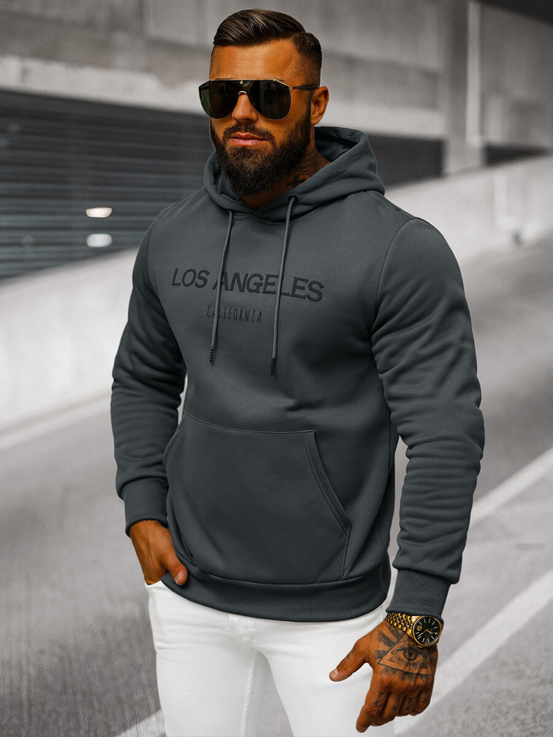 Sweatshirt à capuche homme gris foncé OZONEE JS/27B6507/5