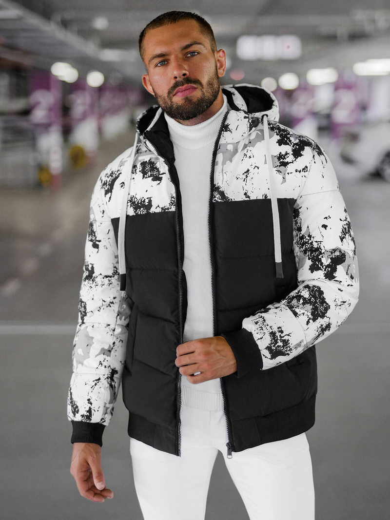 Veste D'hiver Blanc et Noir OZONEE JS/31M5030/392Z