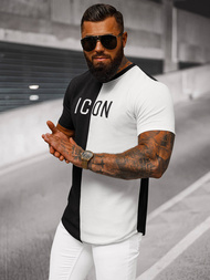 T-shirt homme noir et blanc OZONEE O/7776T