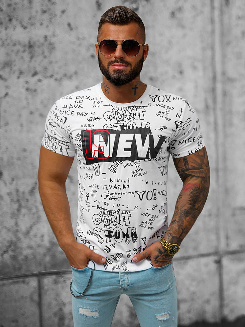 T-shirt Homme Blanc OZONEE JS/8T961