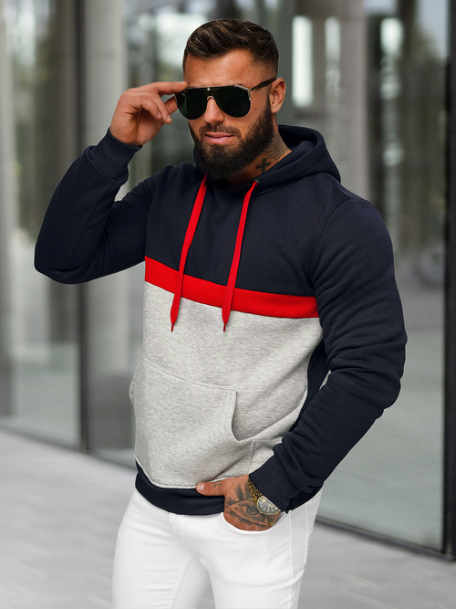Sweatshirt à capuche homme bleu foncé OZONEE JS/8B1319/25