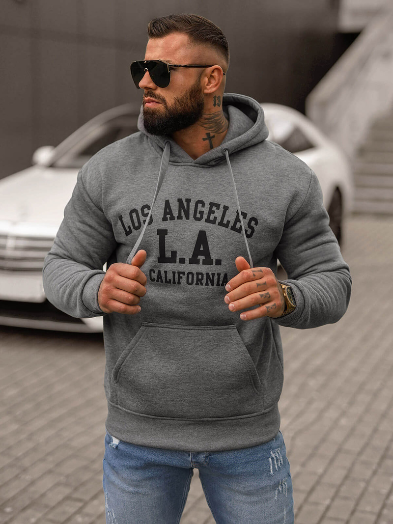 Sweatshirt à capuche homme gris foncé OZONEE JS/8B1356/5