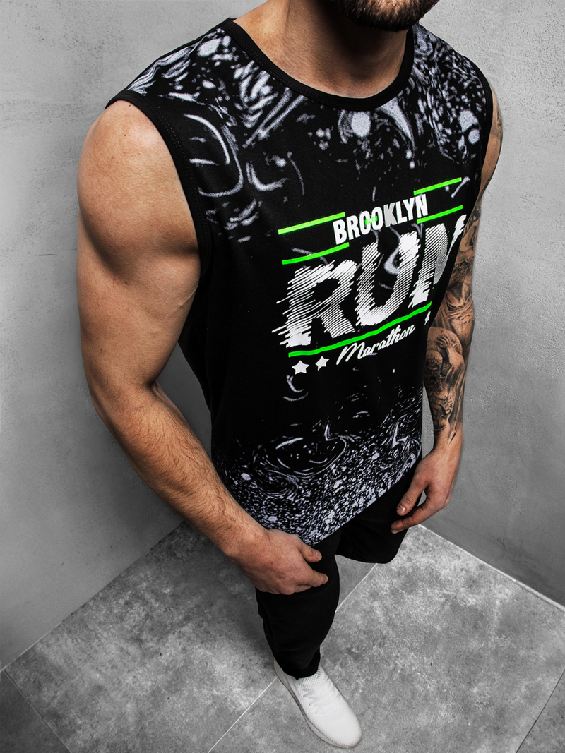 T-Shirt Homme Noir OZONEE JS/KS2075Z