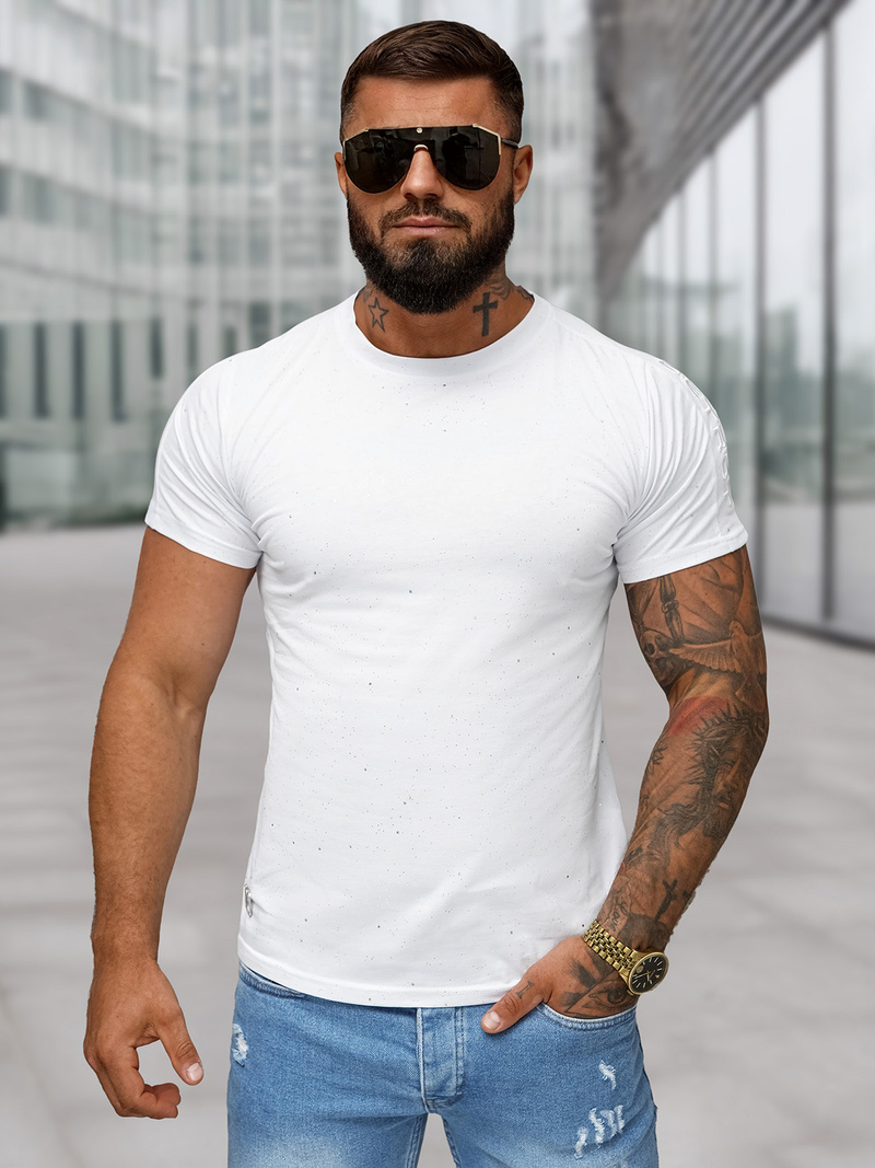 T-shirt Homme Blanc OZONEE O/QQ1388