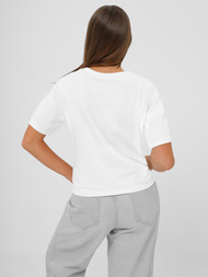 T-shirt femme blanc et bleu OZONEE JS/RJ77247