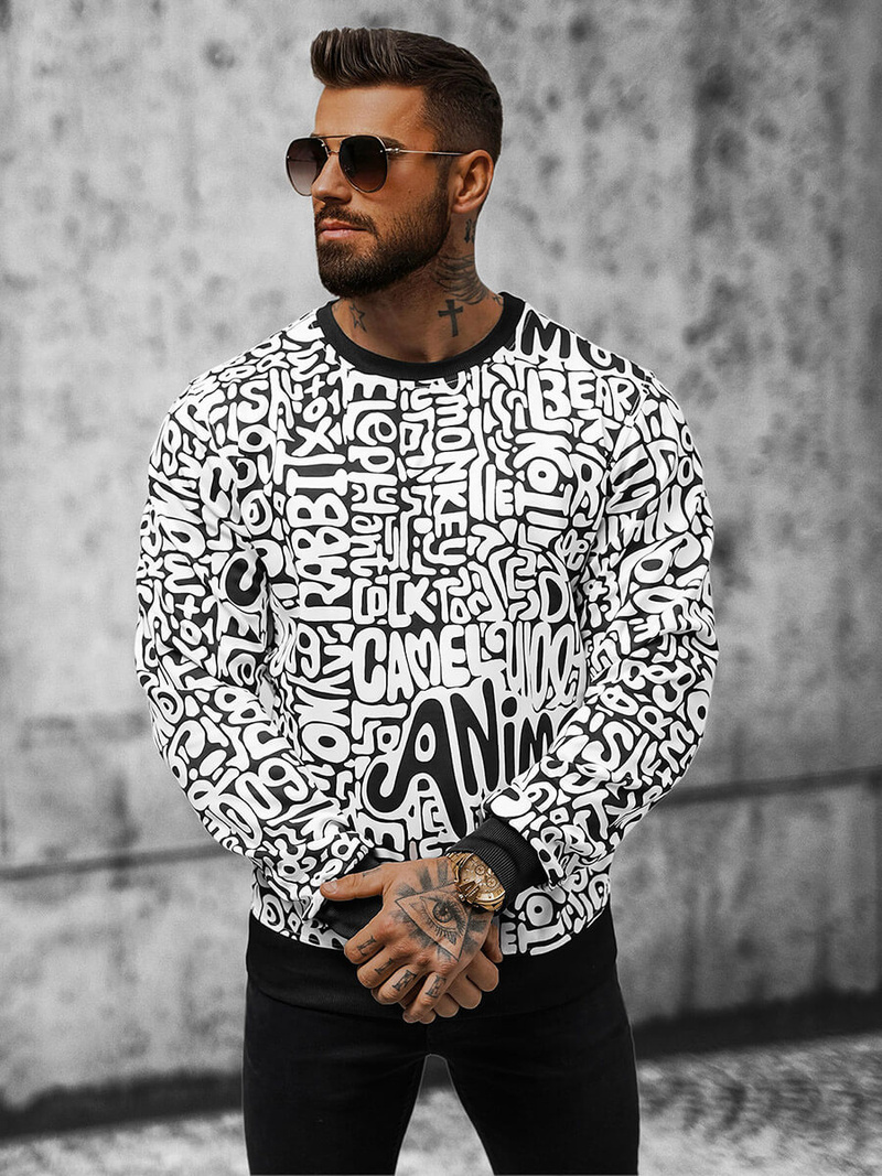 Sweatshirt Homme Blanc OZONEE JS/8B1131/1