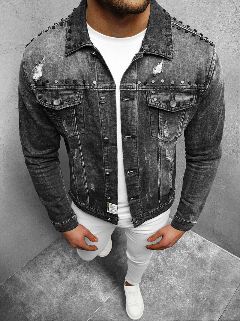 Veste en jean Homme noir OZONEE NB/MJ504N