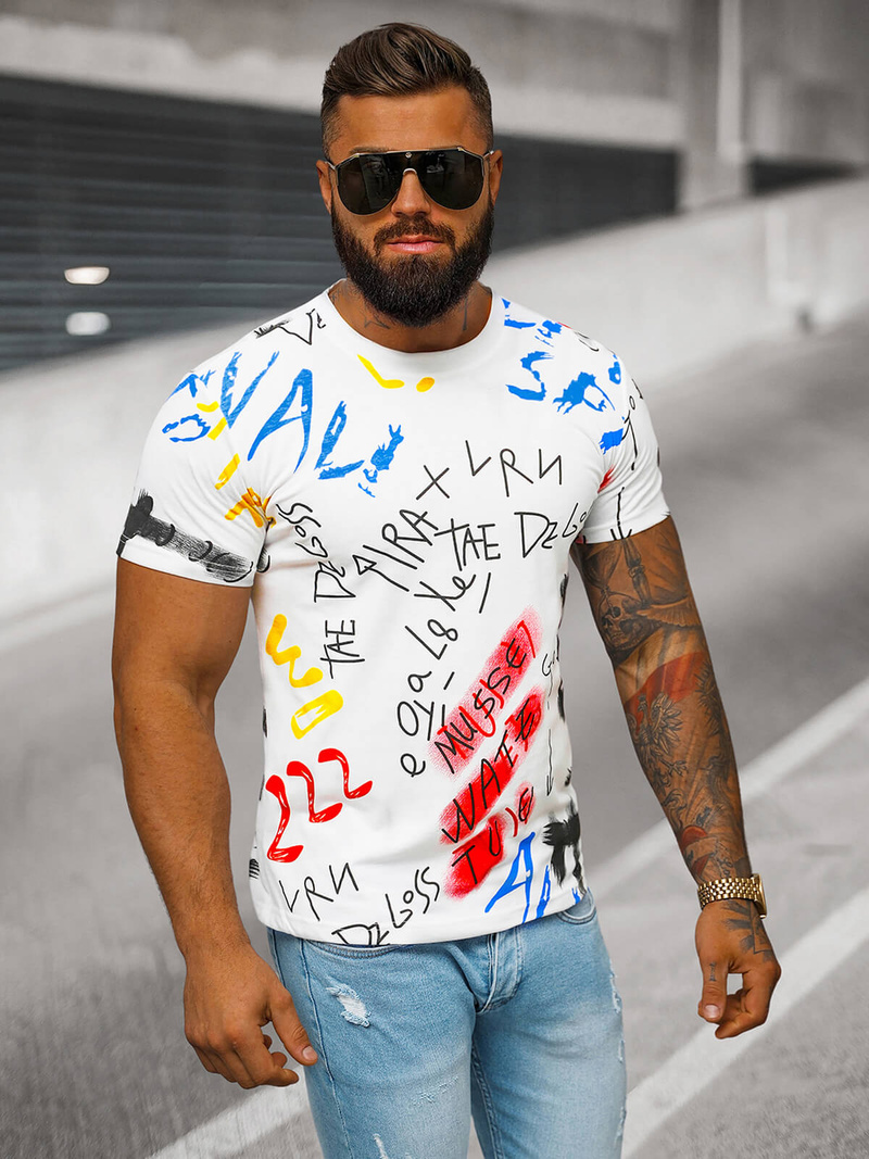 T-shirt Homme Blanc OZONEE JS/8T1211/1