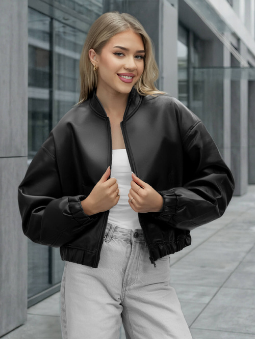 Veste en cuir femme noir OZONEE JS/11Z8281Z