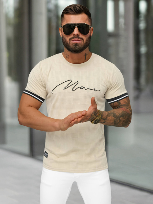 T-shirt Homme Beige OZONEE O/QS11628