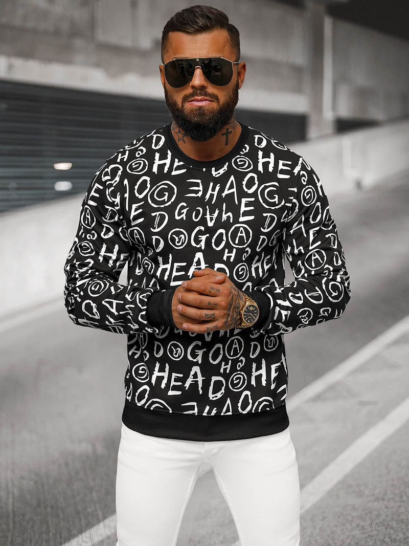 Sweatshirt Homme Noir OZONEE JS/8B1221/3