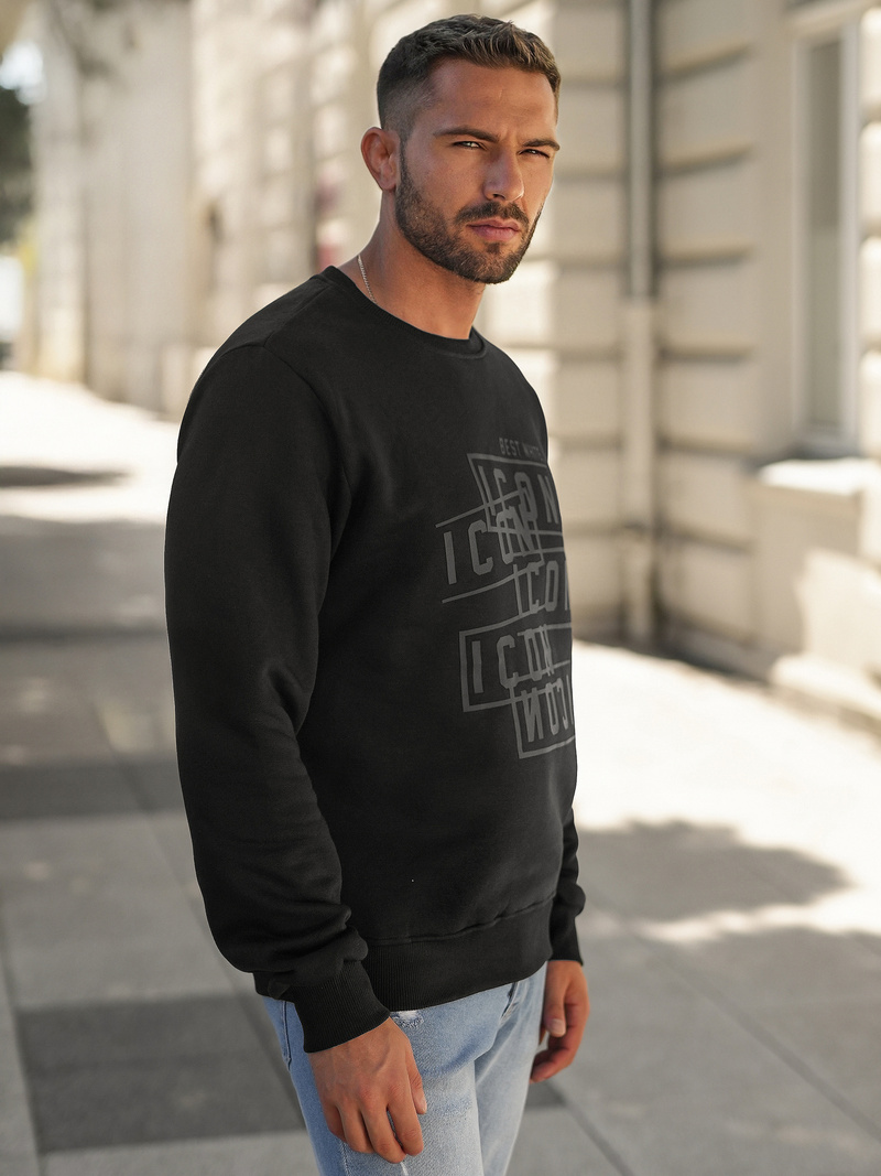 Sweatshirt Homme Noir OZONEE JS/8B1977/3