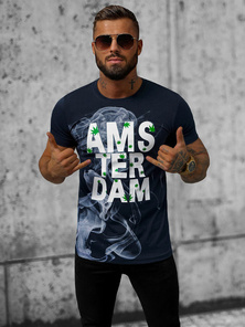 T-shirt Homme Bleu Foncé OZONEE O/T128/25Z
