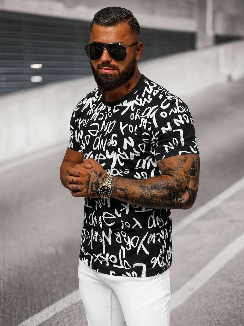 T-shirt Homme Noir OZONEE O/T1268/3