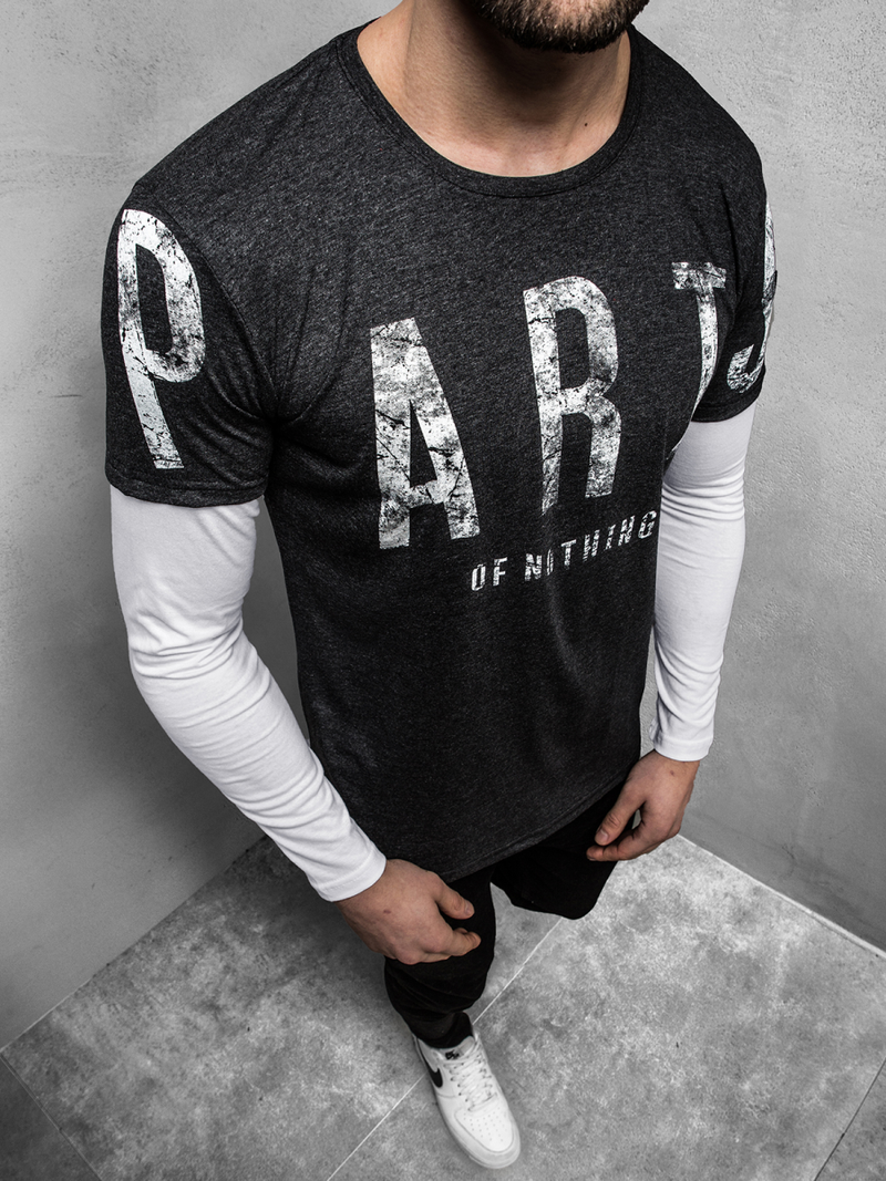 T-shirt à manches longues Homme Gris foncé OZONEE O/1292Z