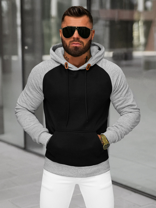 Sweatshirt à capuche homme noir OZONEE JS/8B157/3B
