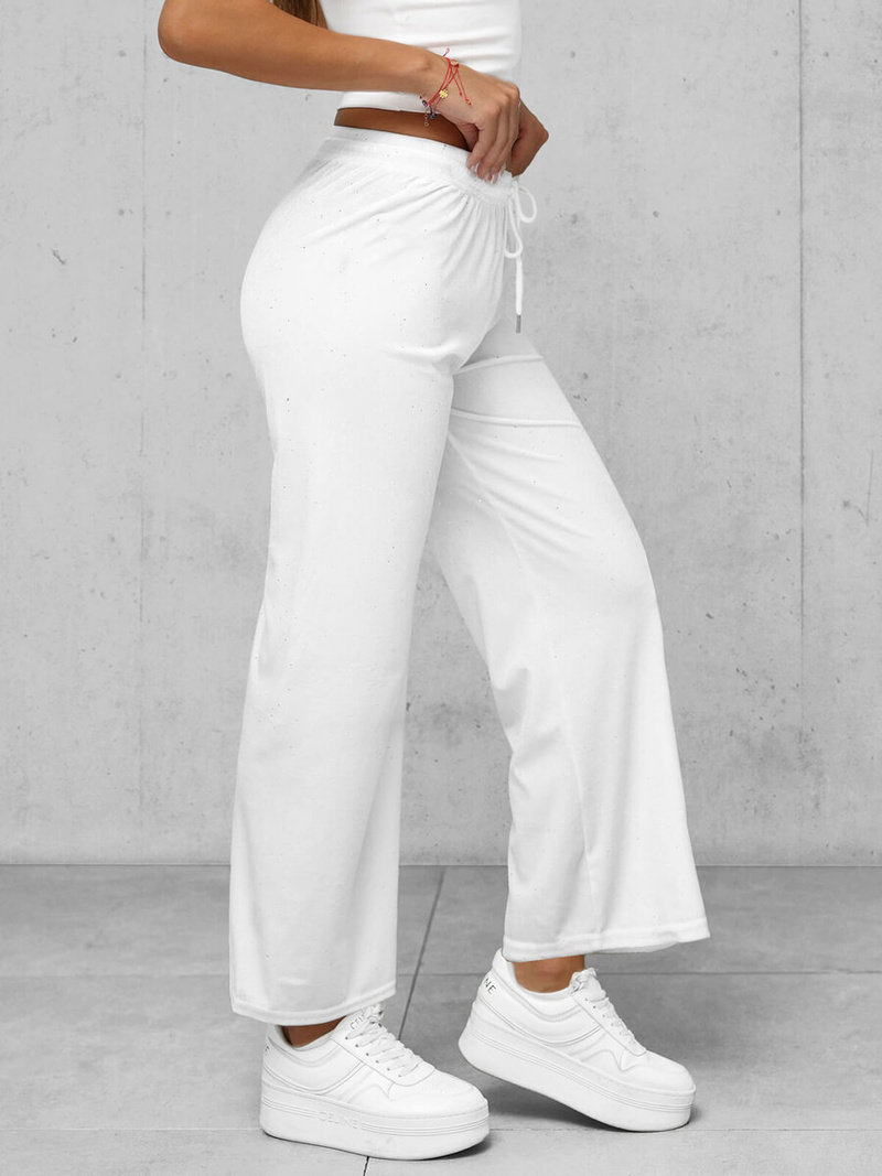 Pantalons en velours pour femmes blanc OZONEE JS/92K519/1