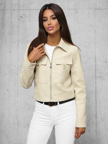 Veste en cuir femme beige OZONEE O/G117Z