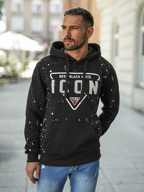 Sweatshirt à capuche homme noir OZONEE JS/8B1737/3