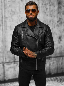 Veste en cuir homme noir OZONEE JS/11Z8067