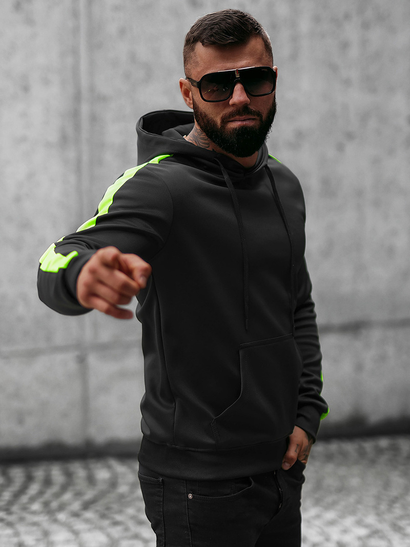 Sweatshirt Homme Noir et Vert OZONEE O/8B153/3/82