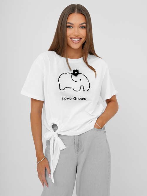 T-shirt femme blanc OZONEE JS/RJ77247