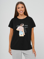 T-shirt femme noir OZONEE JS/95T2573/3