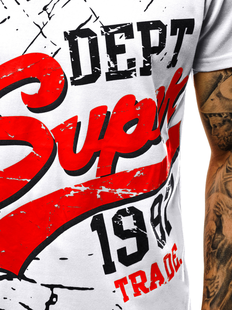 T-Shirt Homme Blanc OZONEE JS/KS1942Z