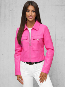 Veste en cuir femme rose OZONEE O/G117Z