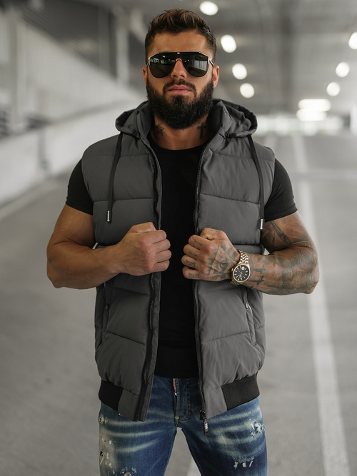 Veste sans manches homme gris foncé OZONEE JS/32M1780/105Z