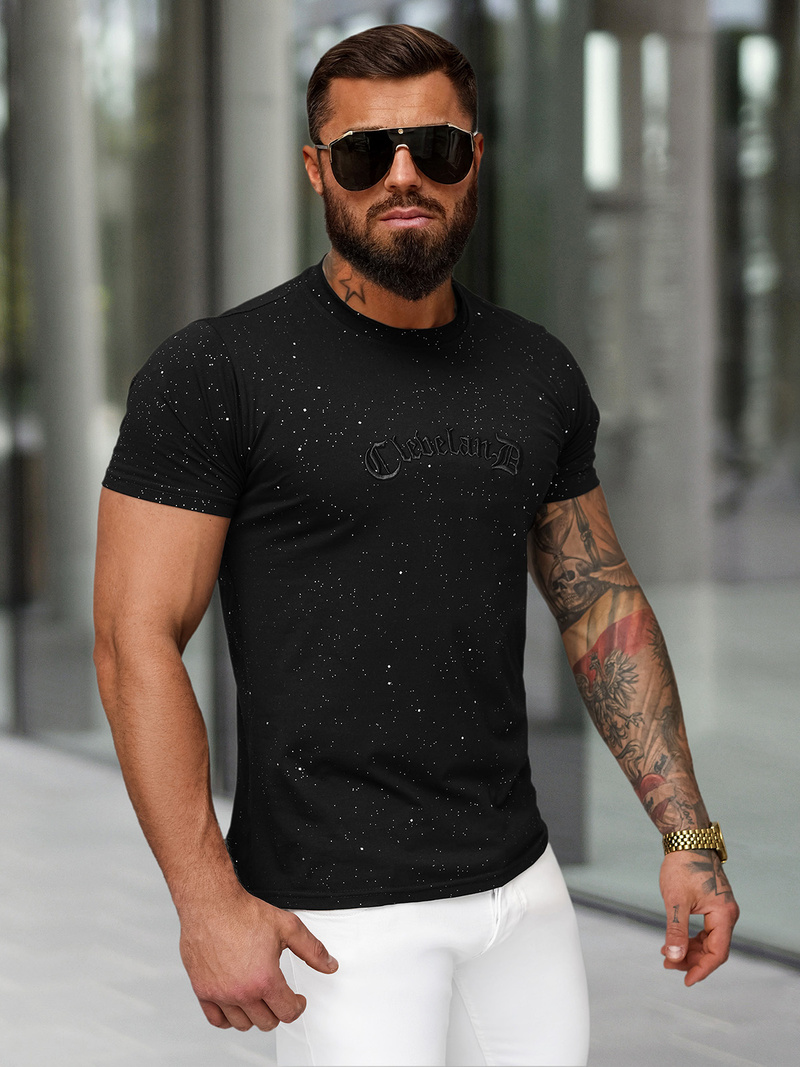 T-shirt Homme Noir OZONEE O/QQ1386